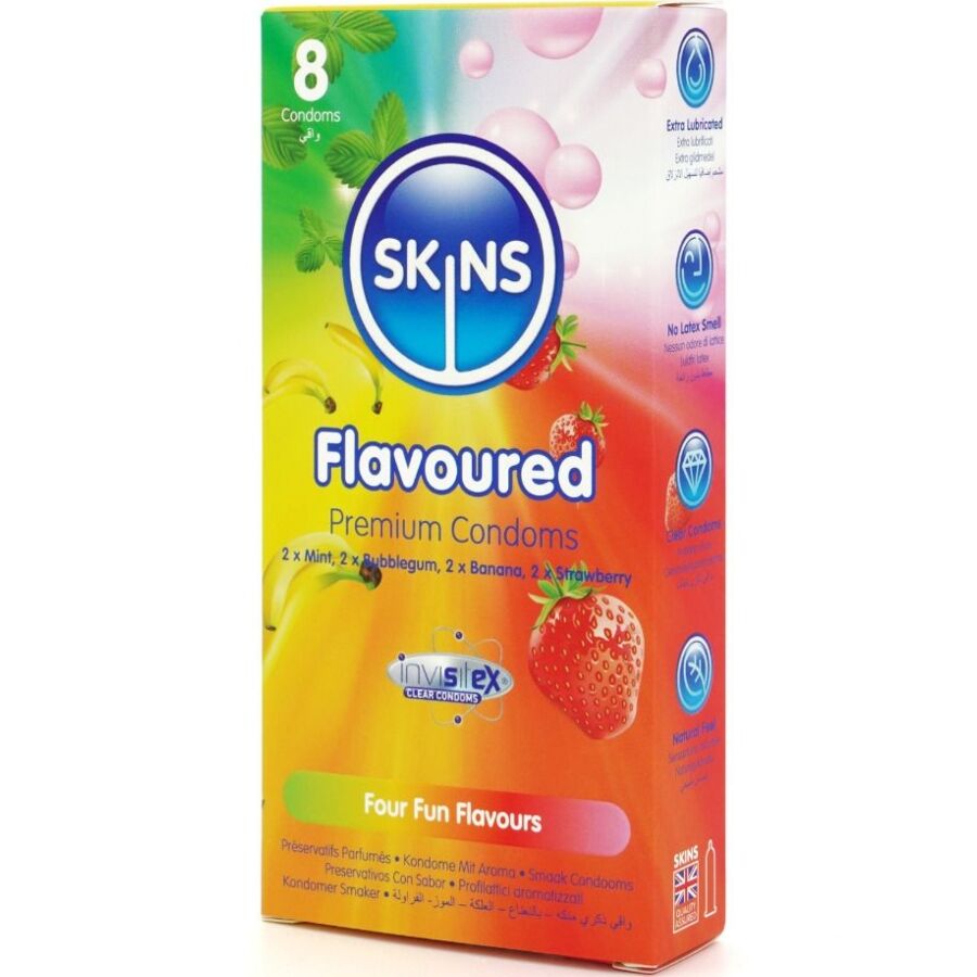SKINS – MULTI FLAVORS PREMIUM CONDOMS PACK 8