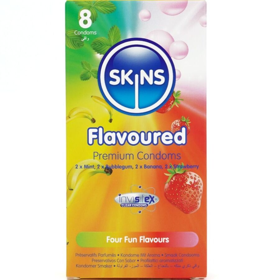 SKINS – MULTI FLAVORS PREMIUM CONDOMS PACK 8