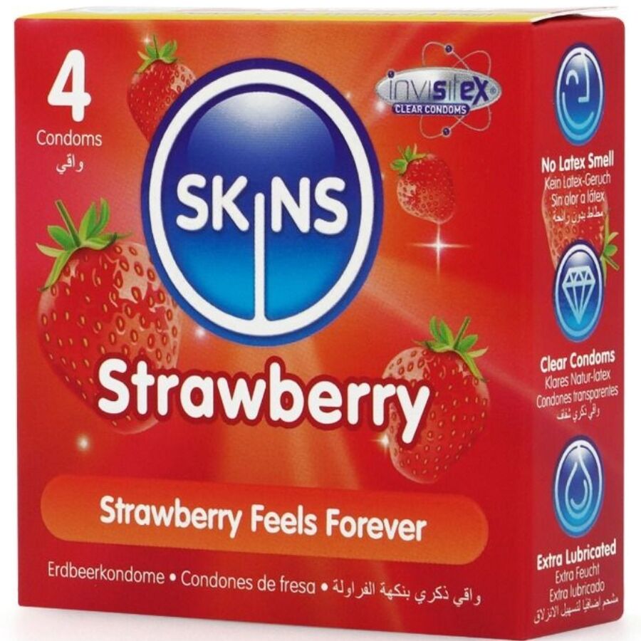 SKINS – STRAWBERRY PREMIUM CONDOMS PACK 4