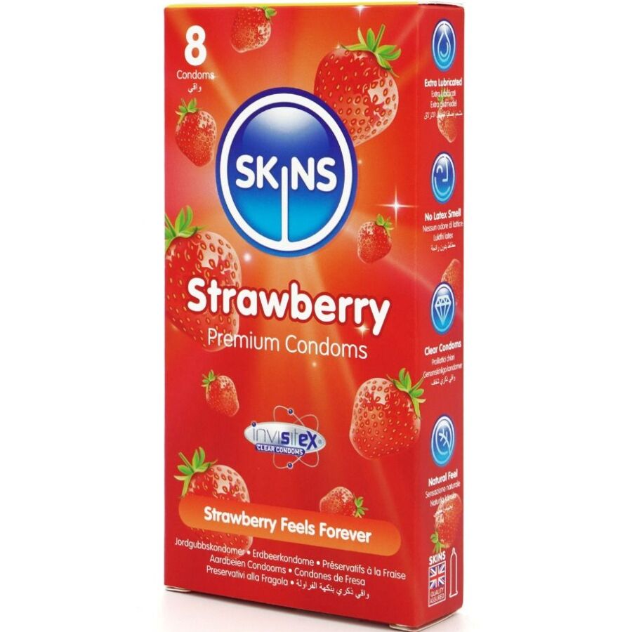 SKINS – STRAWBERRY PREMIUM CONDOMS PACK 8