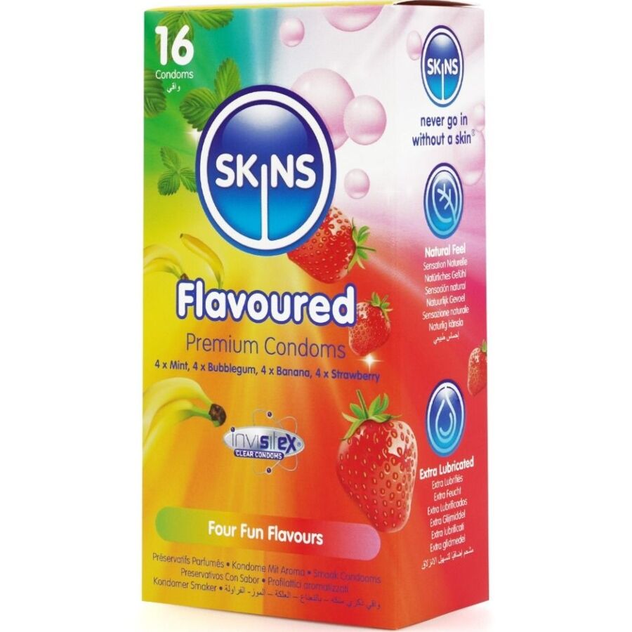 SKINS – MULTI FLAVORS PREMIUM CONDOMS PACK 16