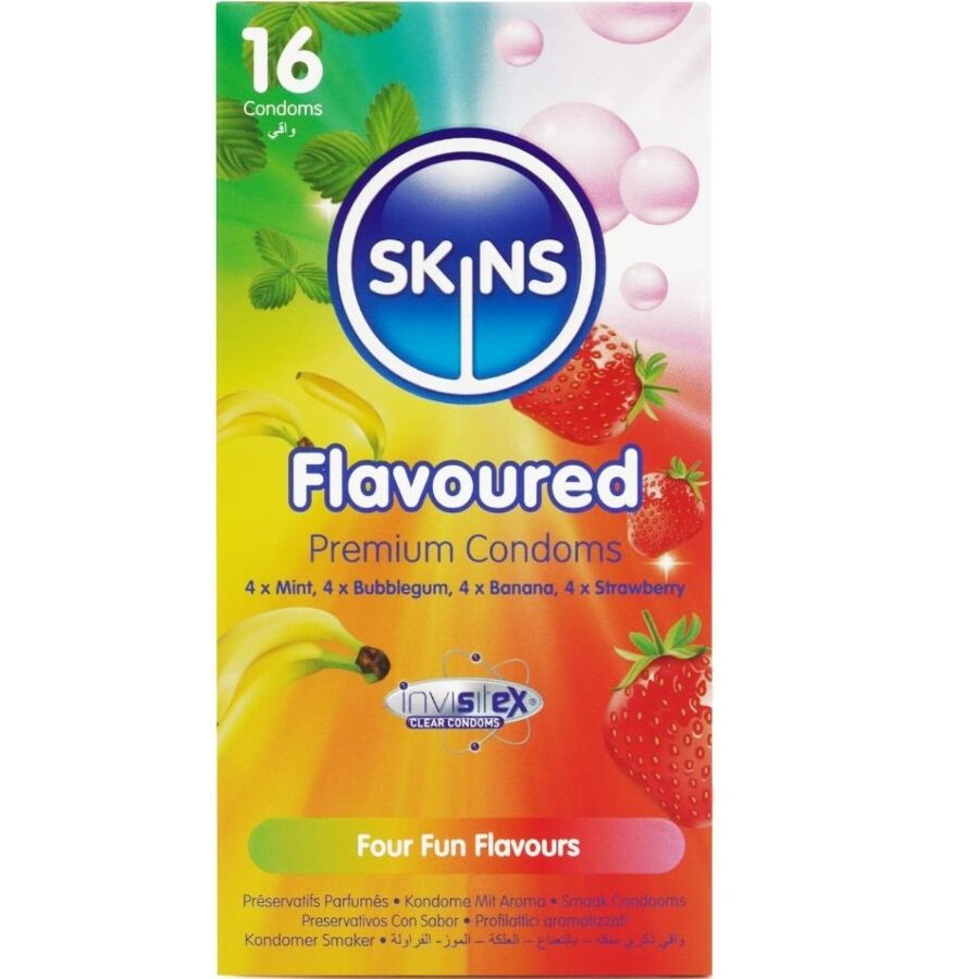 SKINS – MULTI FLAVORS PREMIUM CONDOMS PACK 16