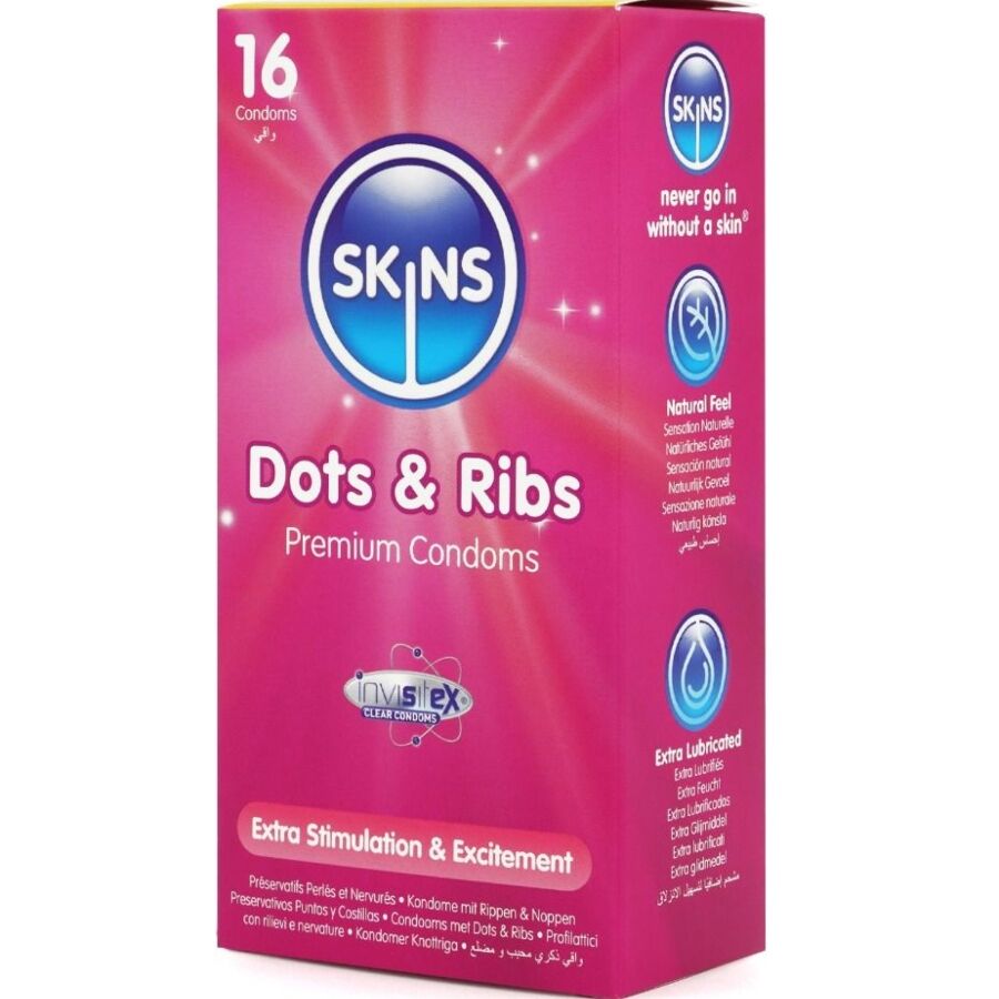 SKINS – DOTS  RIBS PREMIUM CONDOMS PACK 16
