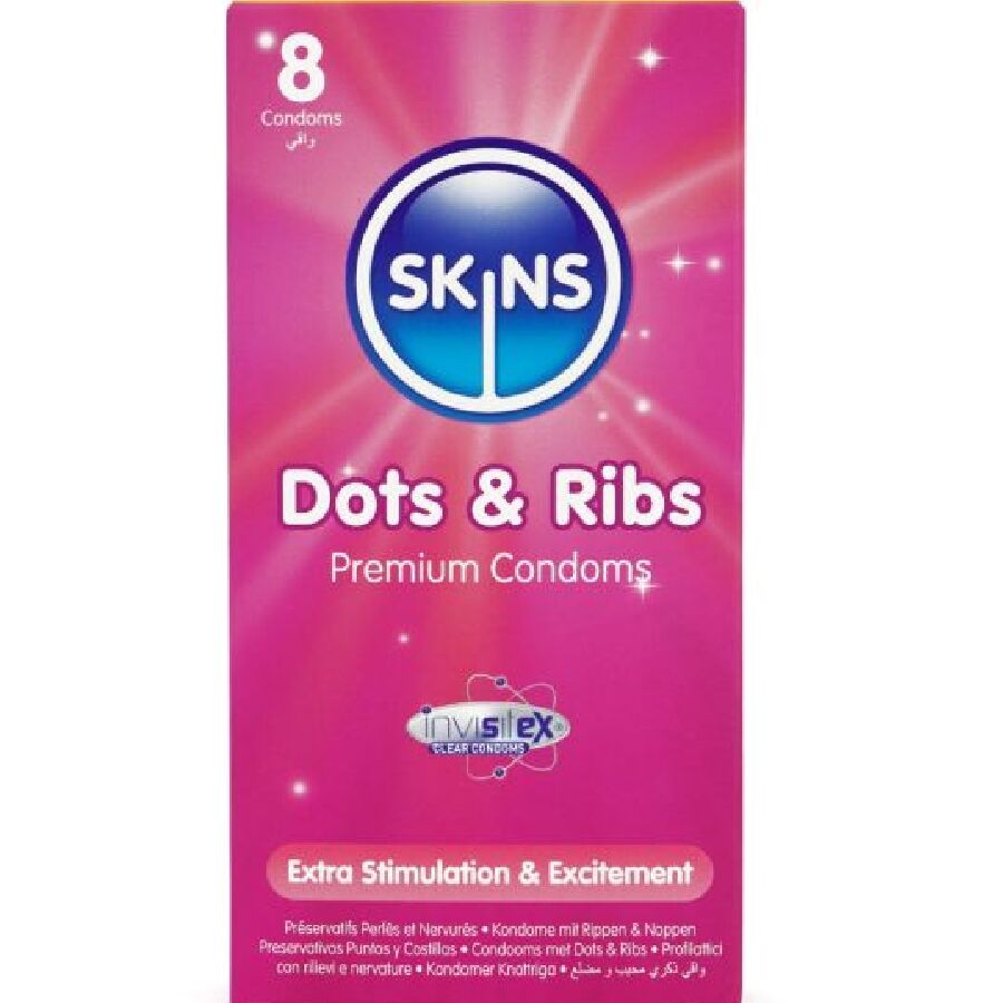 SKINS – DOTS  RIBS PREMIUM CONDOMS PACK 8