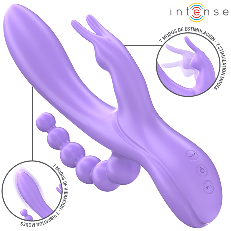 INTENSE – MIKO TRIPLE VIBRATOR RABBIT  STIMULATOR  ANAL 7 VIBRATIONS PURPLE