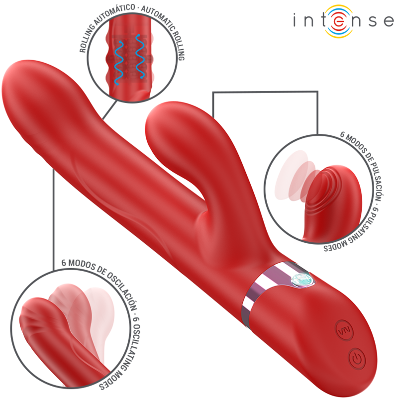 INTENSE – LELE MULTIFUNCTION VIBRATOR ROTATING  OSCILLATION  STIMULATION RED