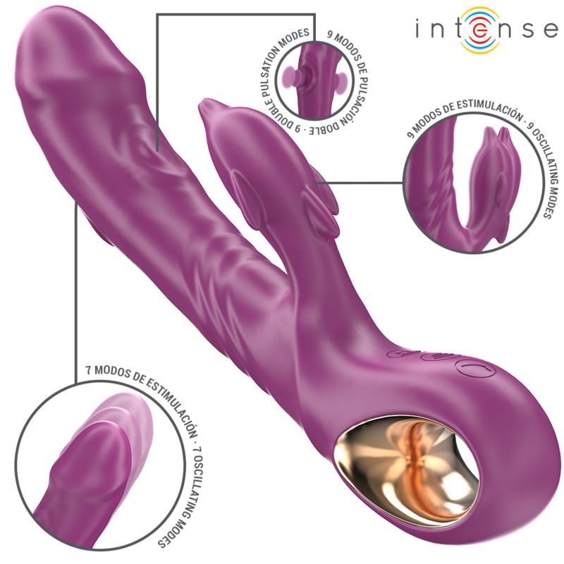 INTENSE – HALLE MULTIFUNCTION VIBRATOR WITH DOLPHIN STIMULATING TONGUE PURPLE