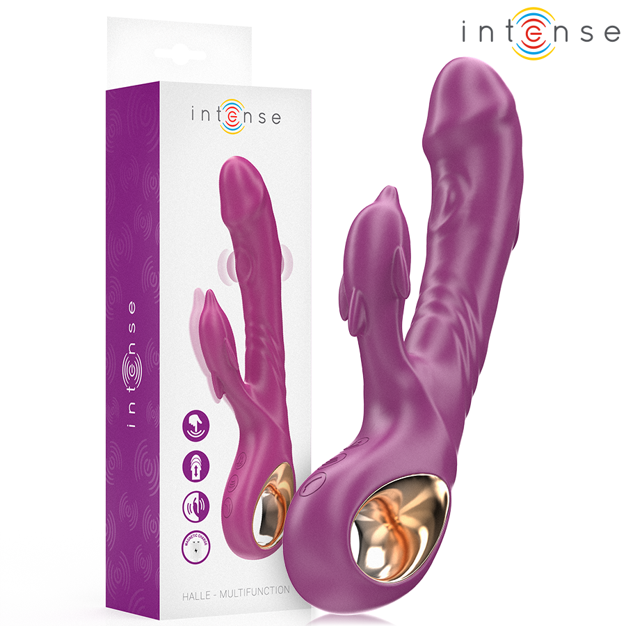 INTENSE – HALLE MULTIFUNCTION VIBRATOR WITH DOLPHIN STIMULATING TONGUE PURPLE