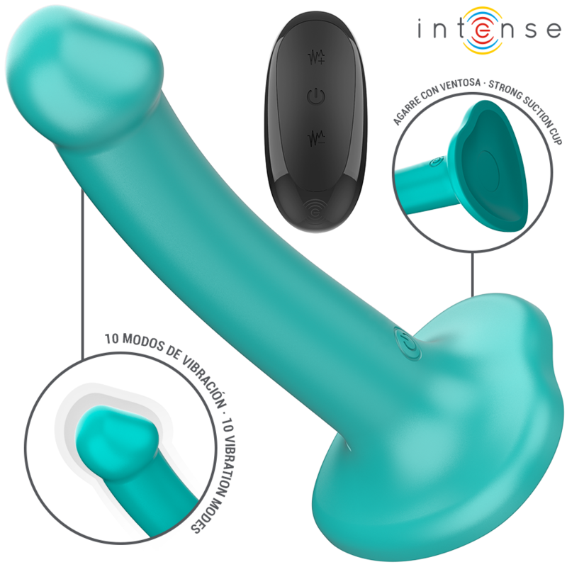 INTENSE – KATIE VIBRATOR WITH SUCTION CUP 10 VIBRATIONS BLUE REMOTE CONTROL