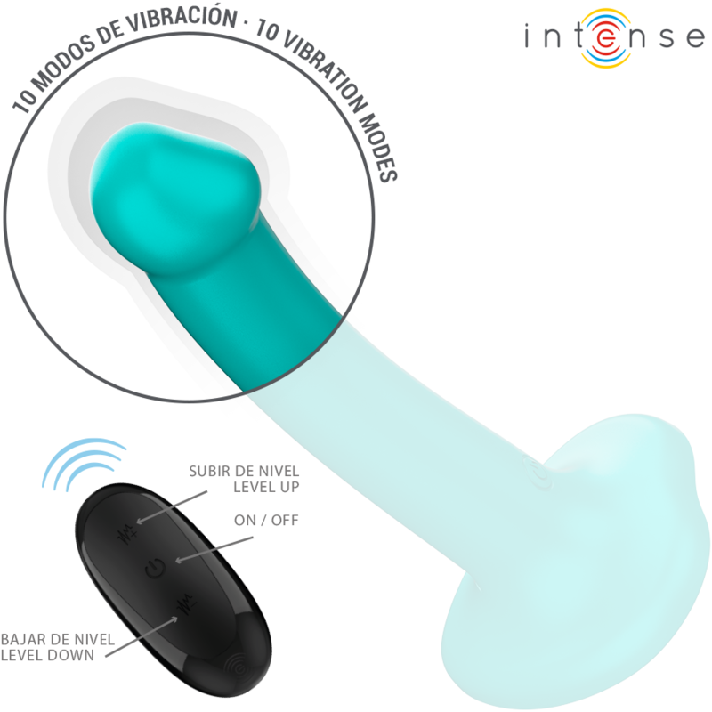 INTENSE - KATIE VIBRATOR WITH SUCTION CUP 10 VIBRATIONS BLUE REMOTE CONTROL - Image 4