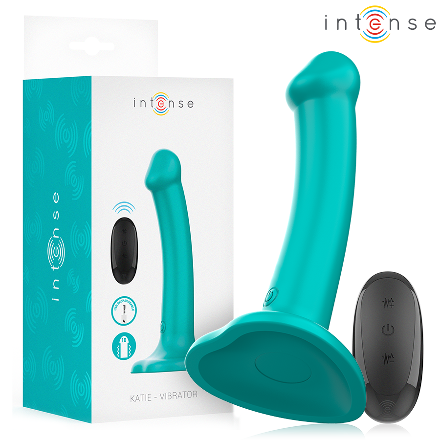 INTENSE – KATIE VIBRATOR WITH SUCTION CUP 10 VIBRATIONS BLUE REMOTE CONTROL