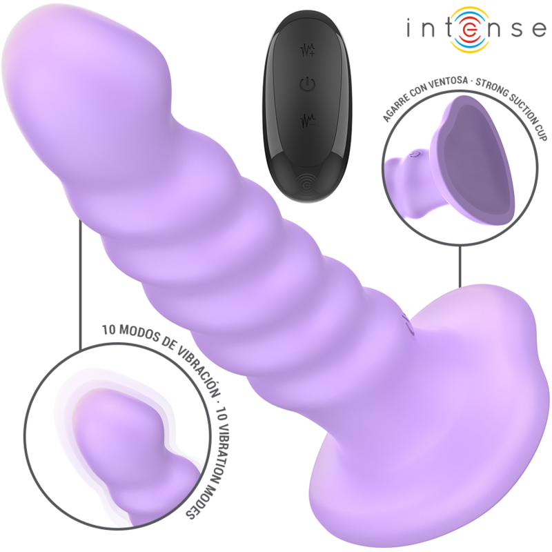 INTENSE – BRENDA VIBRATOR SIZE M SPIRAL DESIGN 10 VIBRATIONS PURPLE REMOTE CONTROL