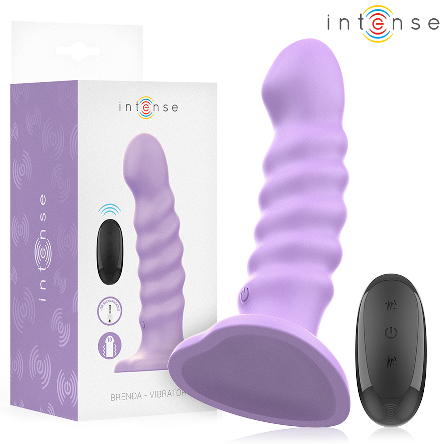 INTENSE – BRENDA VIBRATOR SIZE M SPIRAL DESIGN 10 VIBRATIONS PURPLE REMOTE CONTROL