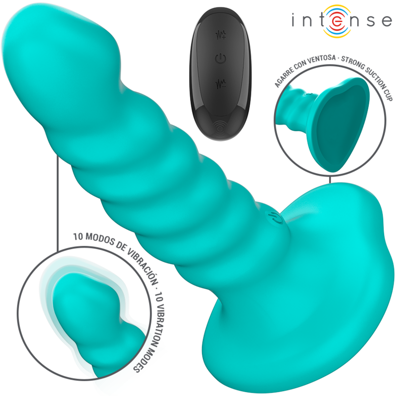 INTENSE – BUFFY VIBRATOR SIZE S SPIRAL DESIGN 10 VIBRATIONS BLUE REMOTE CONTROL