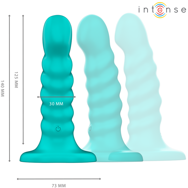 INTENSE - BUFFY VIBRATOR SIZE S SPIRAL DESIGN 10 VIBRATIONS BLUE REMOTE CONTROL - Image 3
