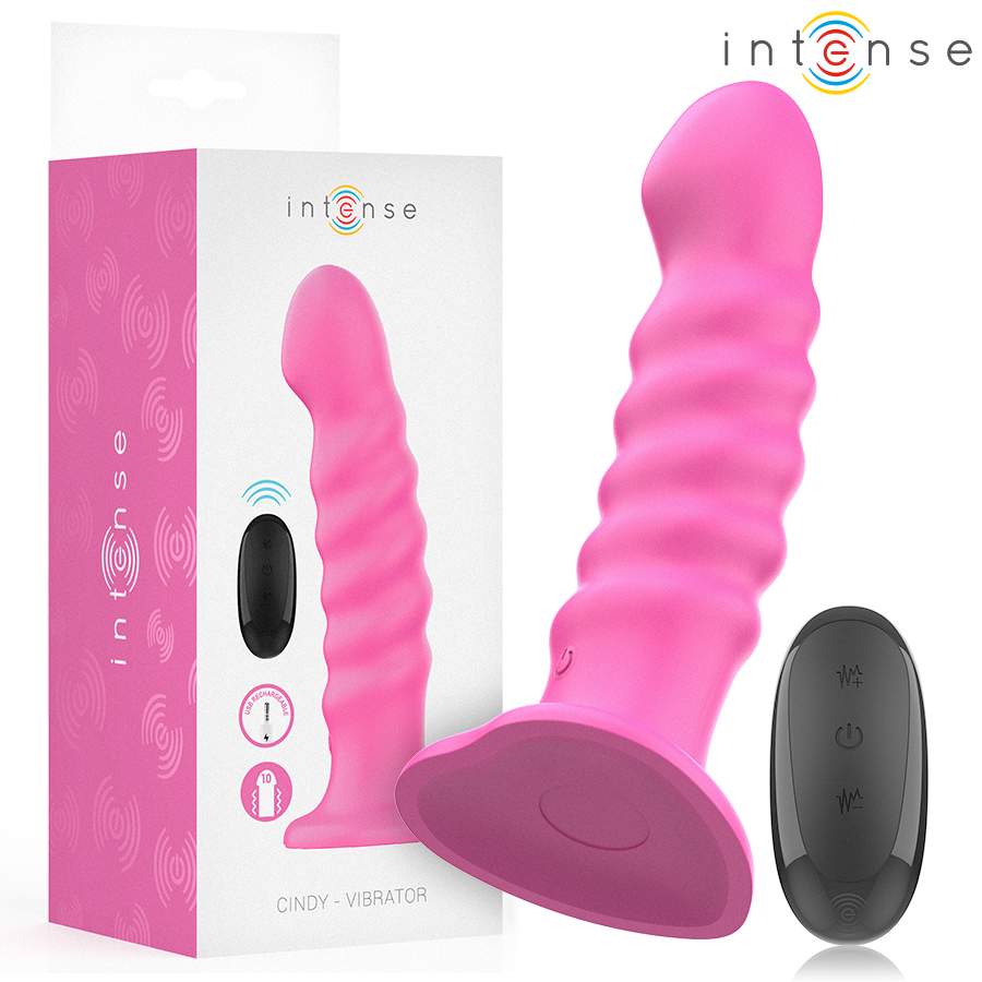 INTENSE – CINDY VIBRATOR SIZE L SPIRAL DESIGN 10 VIBRATIONS PINK REMOTE CONTROL
