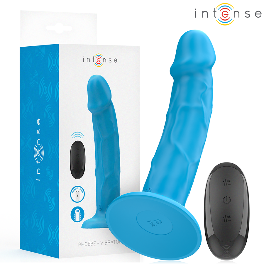 INTENSE – PHOEBE REALISTIC VIBRATOR 10 VIBRATIONS BLUE REMOTE CONTROL