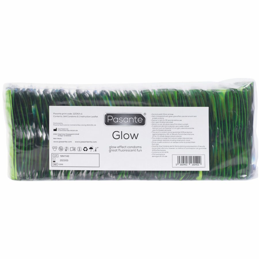 PASANTE – GLOW CONDOMS BAG 144 UNITS