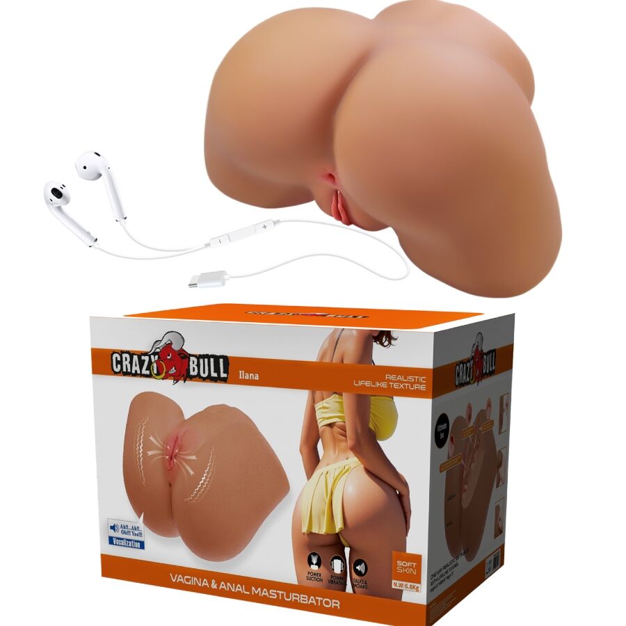 CRAZY BULL – ILANA REALISTIC FEMALE BUTT VIBRATOR AND SUCKER WITH SOUND 6.8 KG