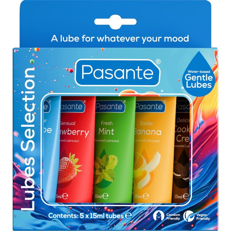 PASANTE – PACK ASSORTED FLAVOR LUBRICANTS 5 UNITS X 15 ML