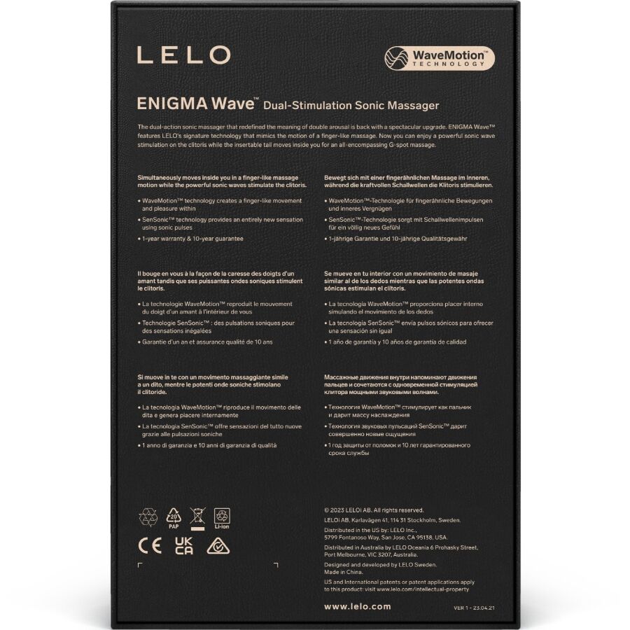 LELO - ENIGMA WAVE TRIPLE VIBRATION MASSAGER BLACK - Image 5