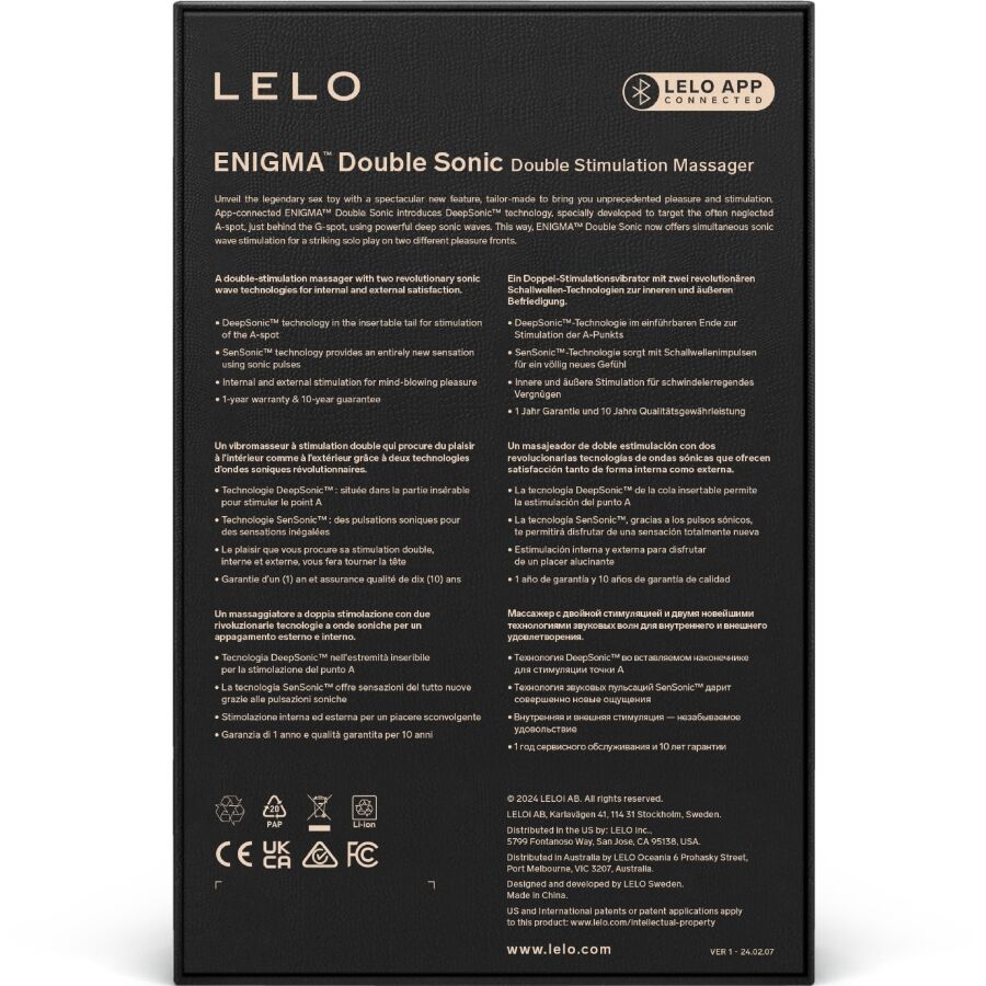 LELO - ENIGMA DOUBLE SONIC VIBRATOR POINT G BLACK - Image 5