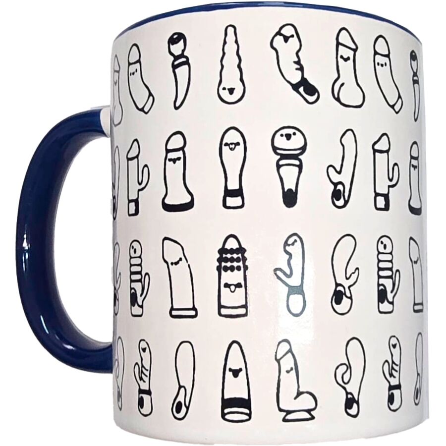 DIABLO PICANTE – WHITE VIBRATORS MUG WITH BLUE HANDLE 370 ML