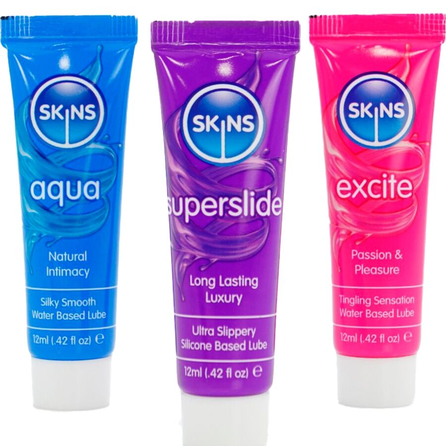SKINS – VITAL LUBES KIT AQUA, SUPERSLIDE  EXCITE LUBRICANTS 3 x 12 ML