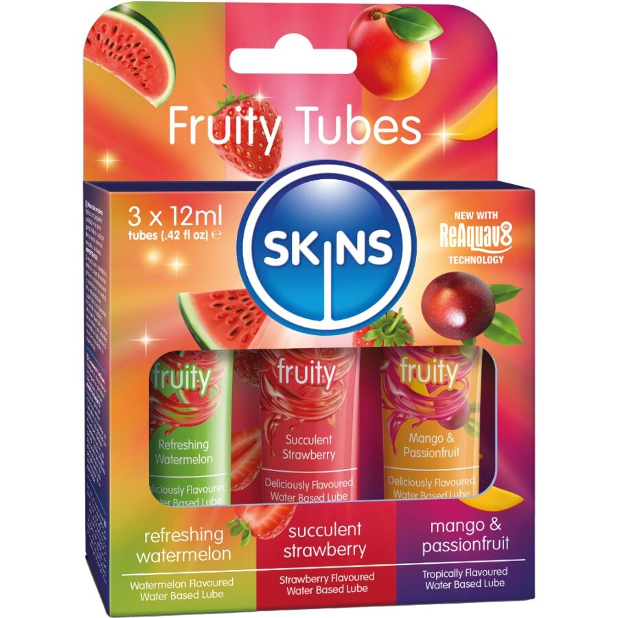 SKINS – FRUITY LUBES KIT WATERMELON, STRAWBERRY  MANGO LUBRICANTS 3 x 12 ML