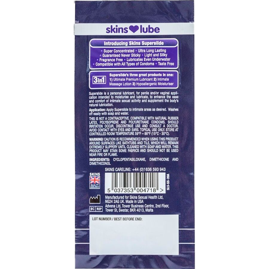 SKINS – SUPERSLIDE SILICONE-BASED LUBRICANT SINGLE-DOSE 5 ML