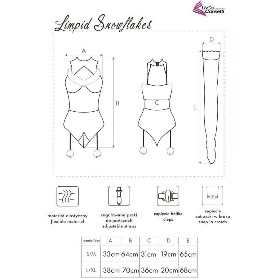 LIVCO CORSETTI FASHION - LIMPID SNOWFLAKES LC 90604 BODY + MEDIAS + DIADEMA NAVIDEÑA S/M - Image 5