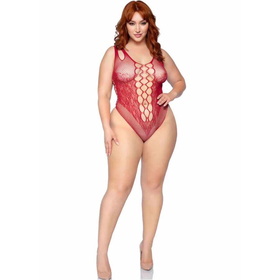 LEG AVENUE - 81641X SEAMLESS BODYSUIT BURGUNDY SIZE 1X/2X - Image 4