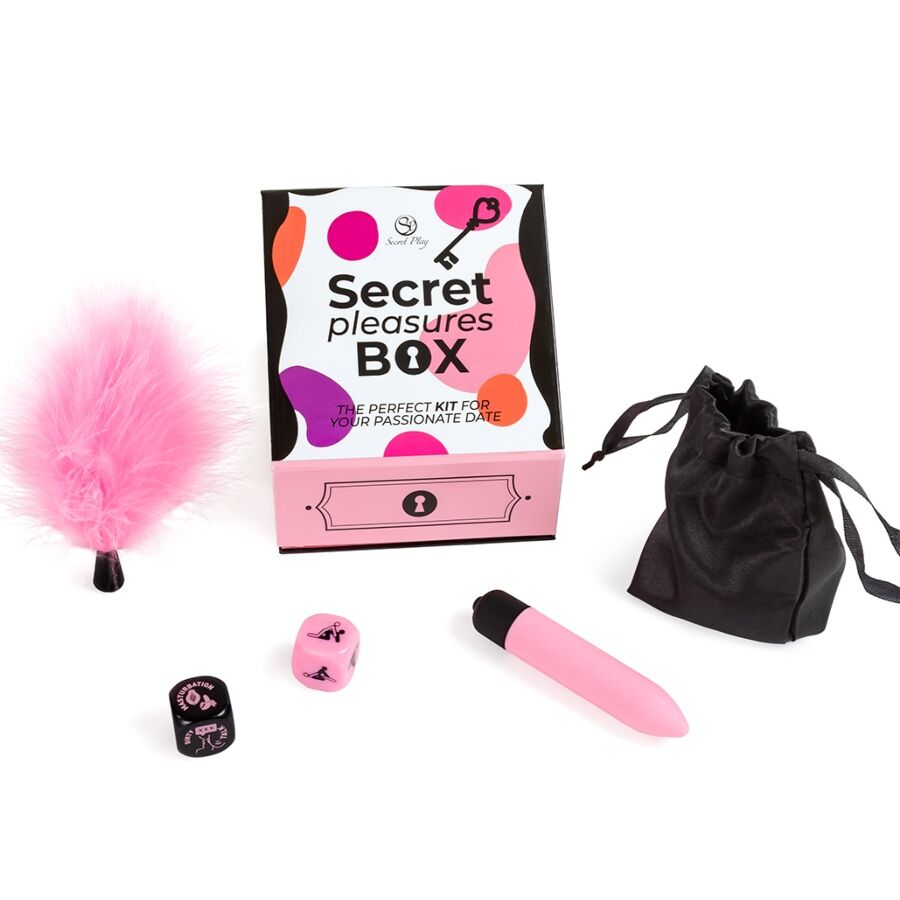 SECRET PLAY – PLEASURES BOX FOR COUPLES: DICE + VIBRATING BULLET + FEATHER PEN