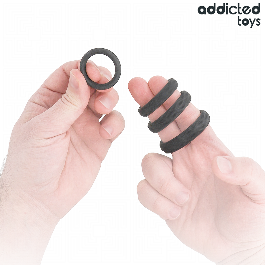 ADDICTED TOYS – TEXTURED COCK RING SET 4 SIZES