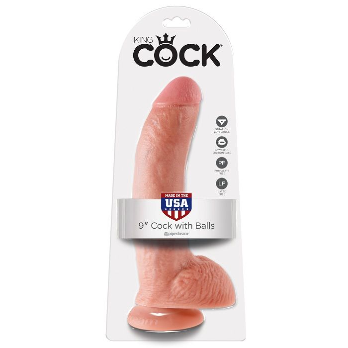 KING COCK – 9 DILDO FLESH WITH BALLS 22.9 CM