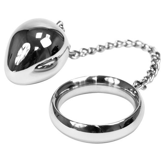 METAL HARD – COCK RING 45MM + CHAIN WITH METAL BALL