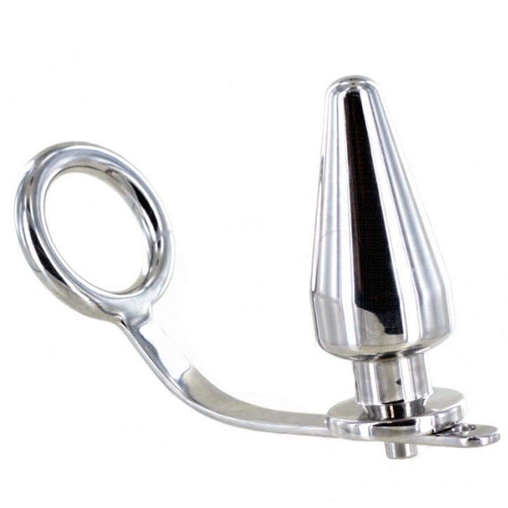 METAL HARD – STEEL RING WITH ANAL PLUG 80 X 55 MM