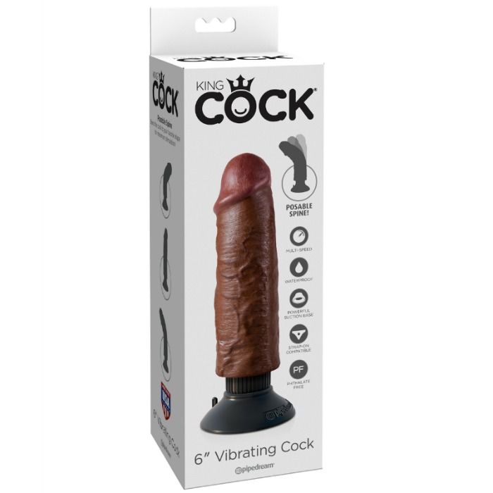 KING COCK – VIBRATING COCK BROWN 15.24 CM