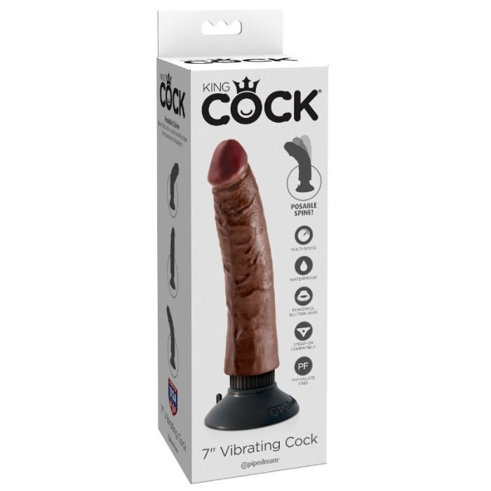 KING COCK – VIBRATING COCK BROWN 17.78 CM
