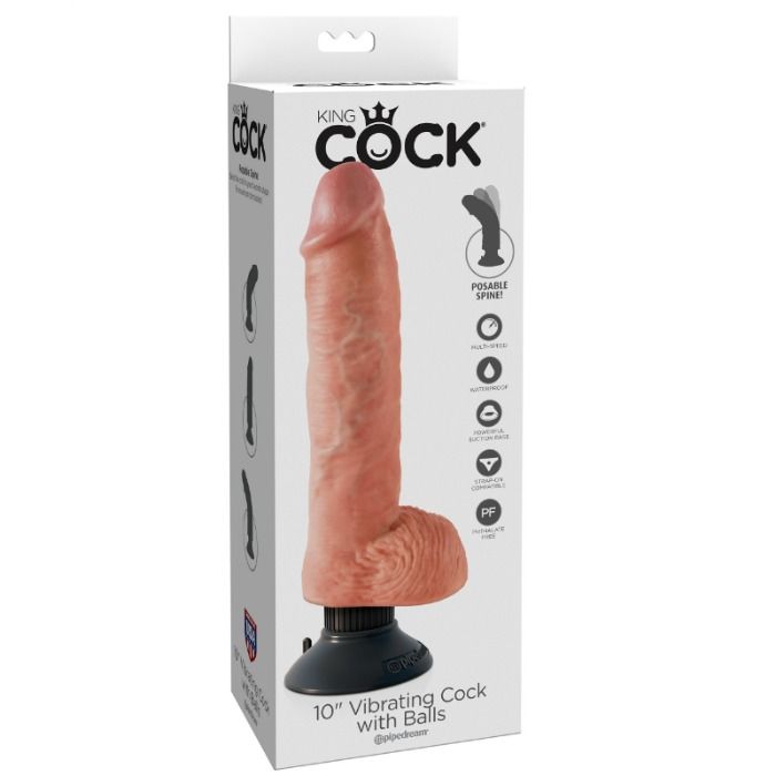 KING COCK – 25.5 CM VIBRATING COCK WITH BALLS FLESH
