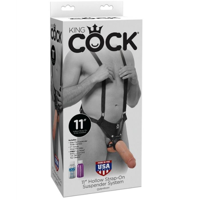 KING COCK – 28 CM HOLLOW STRAP-ON SUSPENDER SYSTEM FLESH