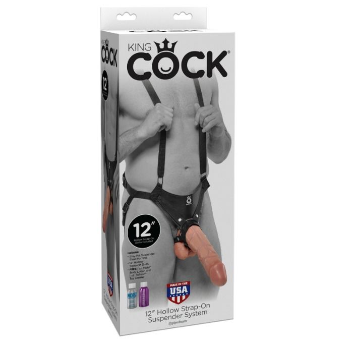 KING COCK – 30.5 CM HOLLOW STRAP-ON SUSPENDER SYSTEM – FLESH