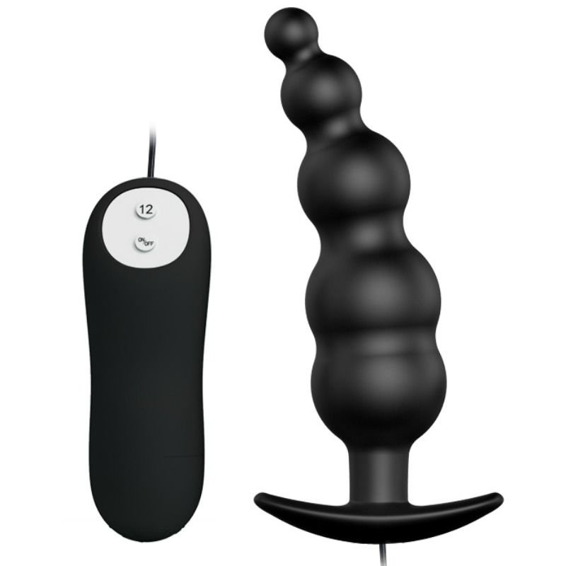 PRETTY LOVE – ANAL PLUG SILICONE EXTRA STIMULATION AND 12 VIBRATION MODES BLACK REMOTE CONTROL