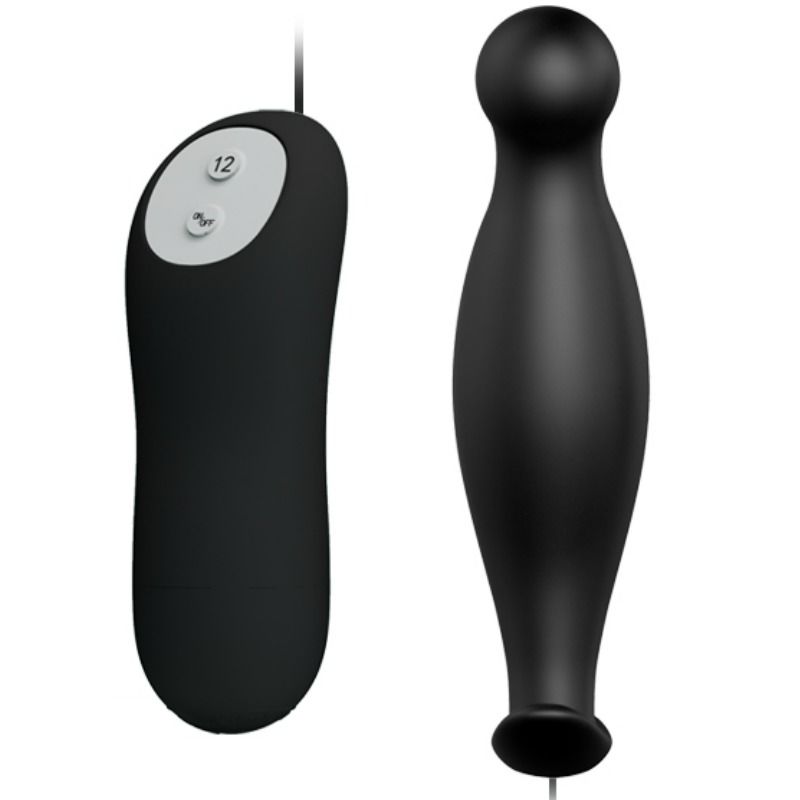 PRETTY LOVE – SILICONE ANAL PLUG 12 VIBRATION MODES BLACK