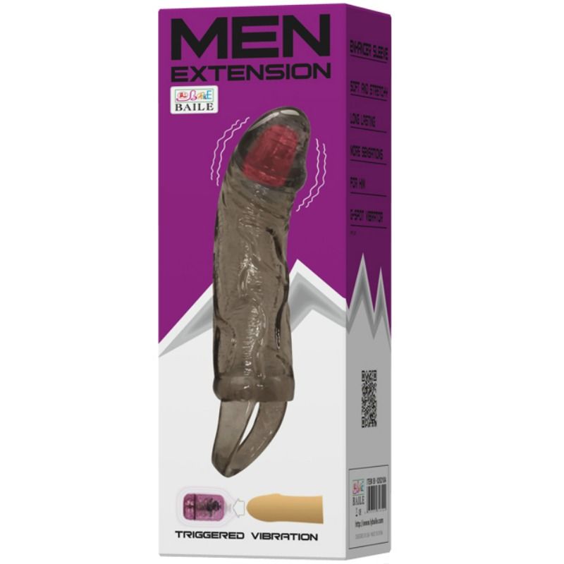 BAILE – PENIS EXTENDER SHEATH WITH VIBRATION AND STRAP FOR TESTICLES 13.5 CM