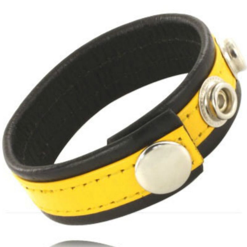 LEATHER BODY – ADJUSTABLE LEATHER STRAP PENIS YELLOW-BLACK