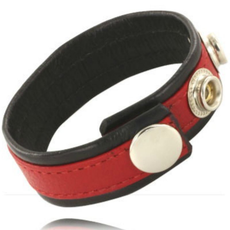 LEATHER BODY – ADJUSTABLE LEATHER STRAP FOR PENIS RED-BLACK