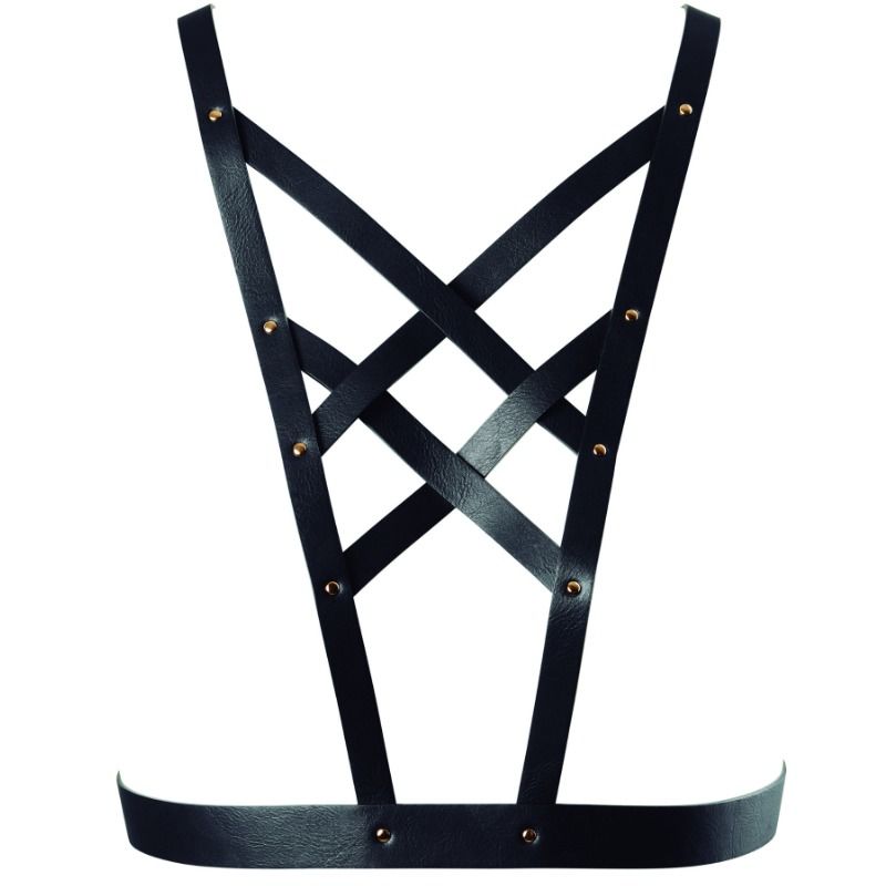BIJOUX – INDISCRETS MAZE CROSSED HARNESS WITH NECKLINE BLACK