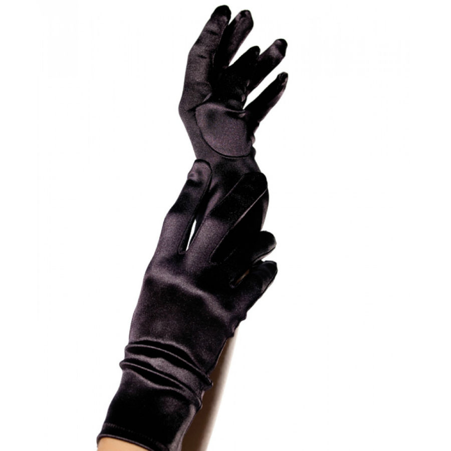 LEG AVENUE – SATIN GLOVES BLACK