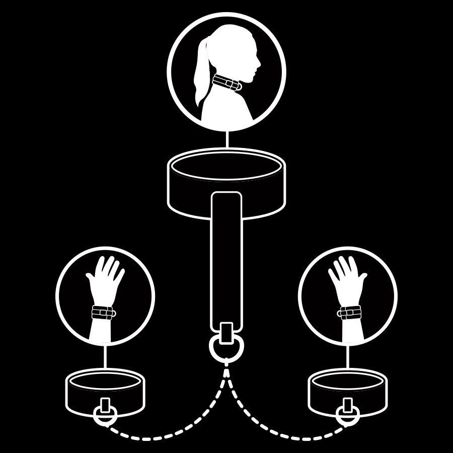 FETISH SUBMISSIVE - VEGAN LEATHER NECKLACE AND HANDCUFFS WITH NOPRENE LINING - Image 3